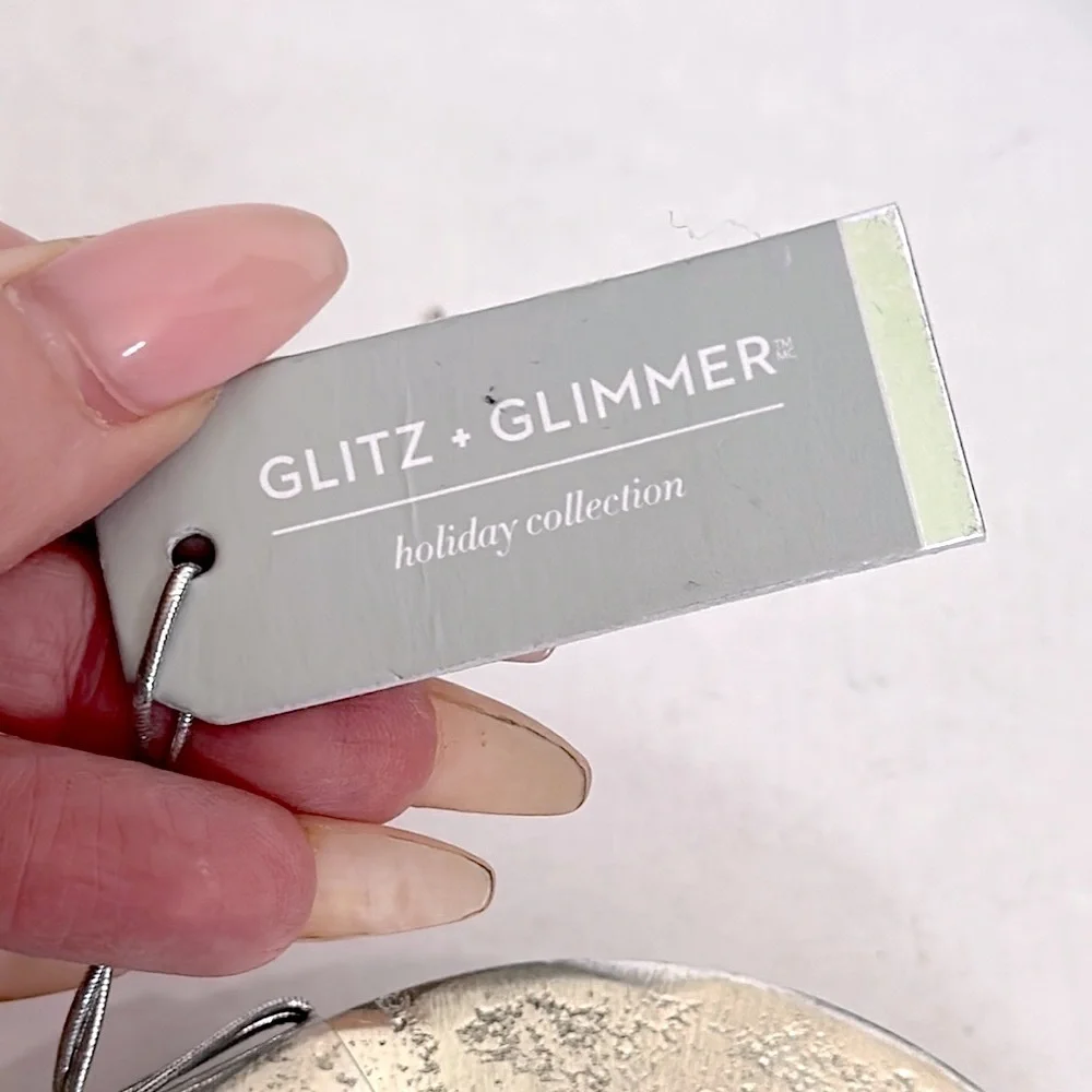 GLITZ + GLIMMER distressed Silver Bow METAL COASTERS NWT